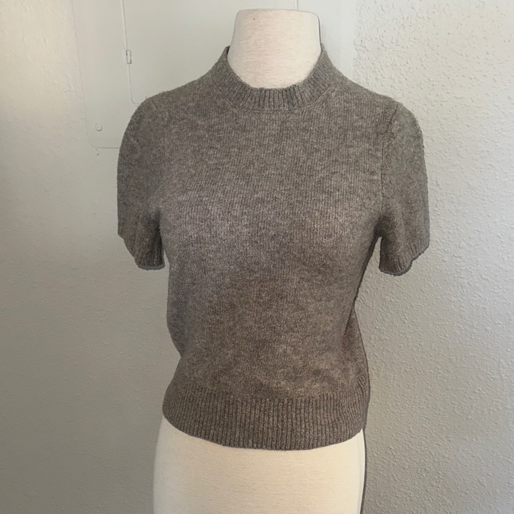 Abercrombie & Fitch Short Sleeve Crew Neck Sweater Tee XS Tan Light Brown Taupe